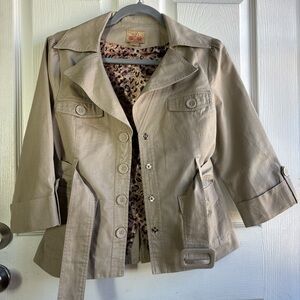 Forever 21 Khaki Cato 3/4 Sleeve Jacket- Medium